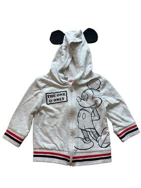 Disney Mickey Mouse 3D Ears Zip Up Sweatshirt Heather Gray 12 Months Hoodie
